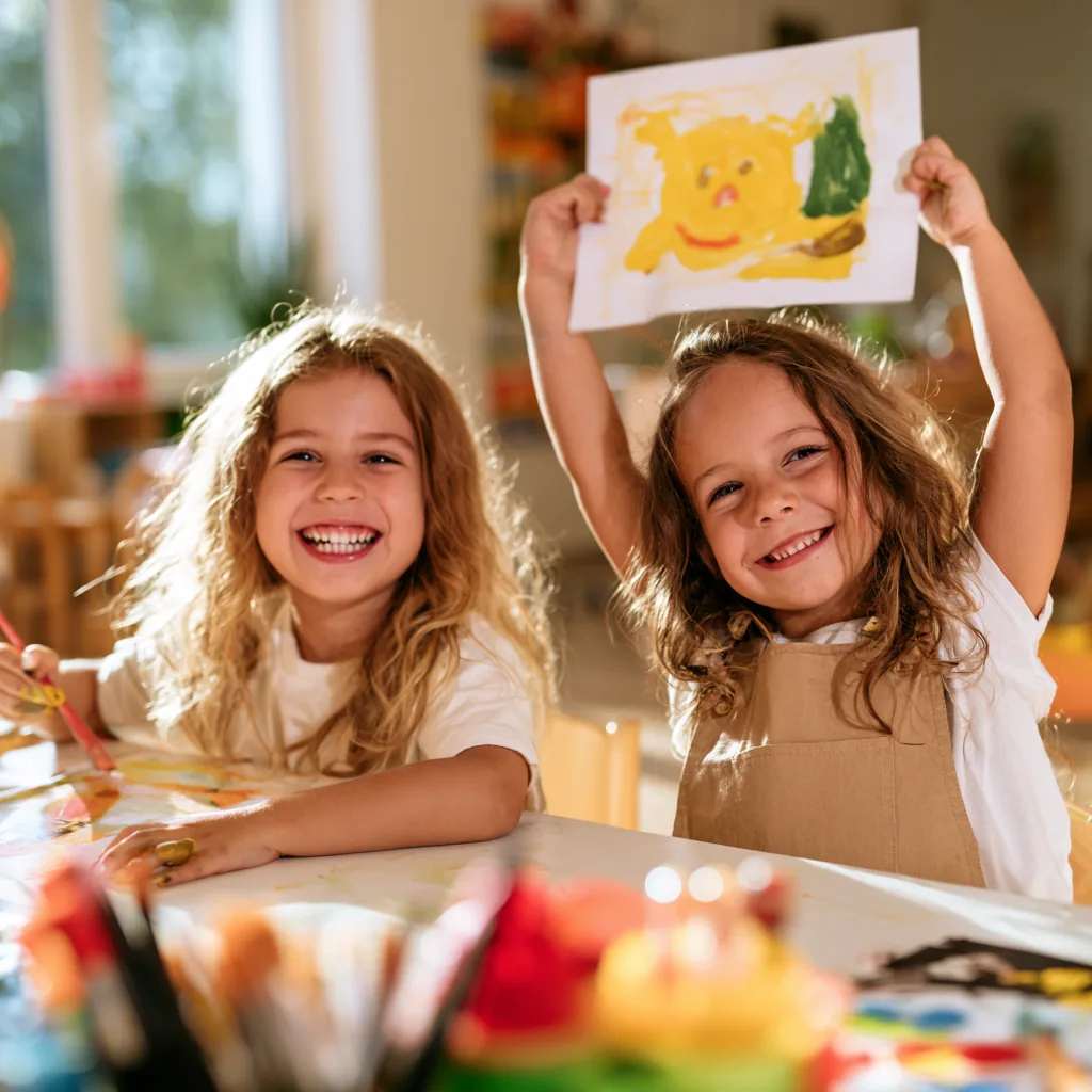 Children sitting together at a shared table